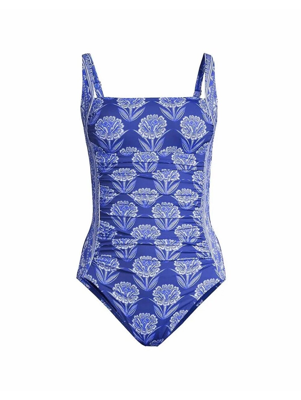 Johnny Was Yao Bandeau One Piece XXL ruched slimming gorgeous blue print NEW